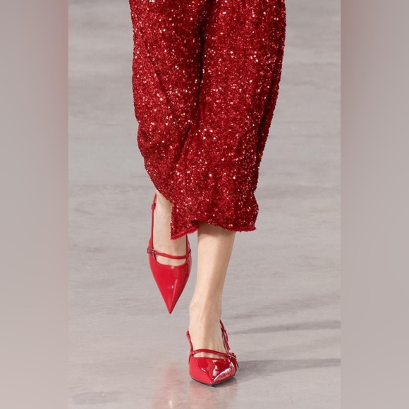 NWT. Zara Red Strappy Slingback Shoes/Sandals. Size 8. - Picture 2 of 7